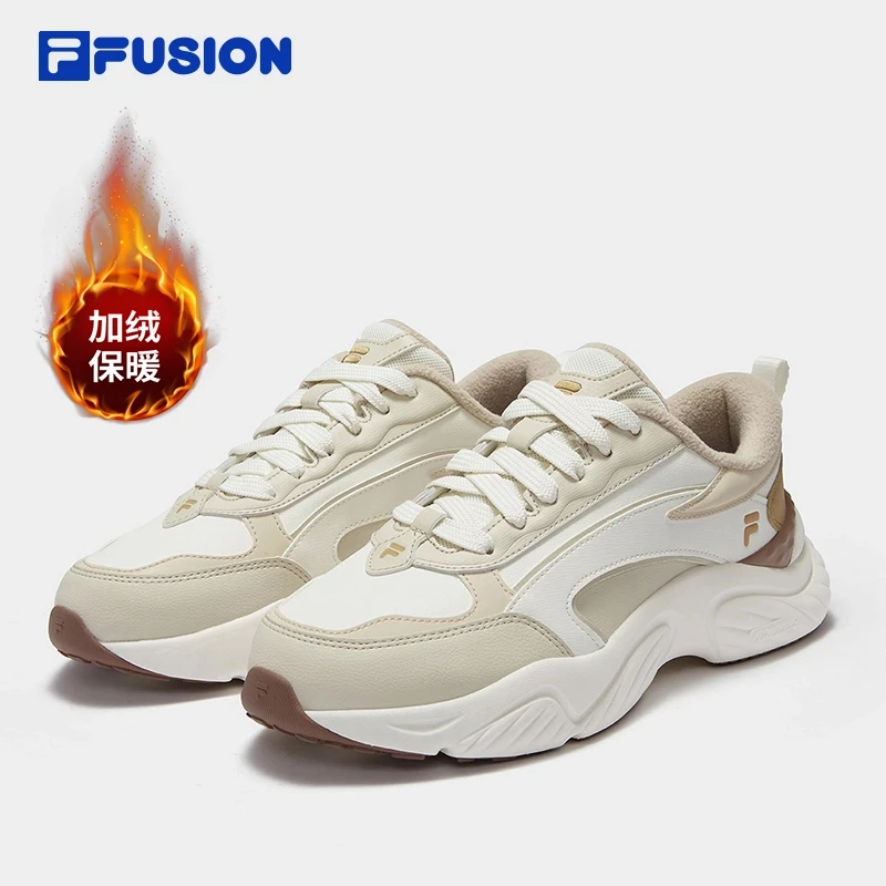 FILA FUSION【加绒款】海螺鞋DX冬季保暖厚底运动老爹鞋T12M441509F