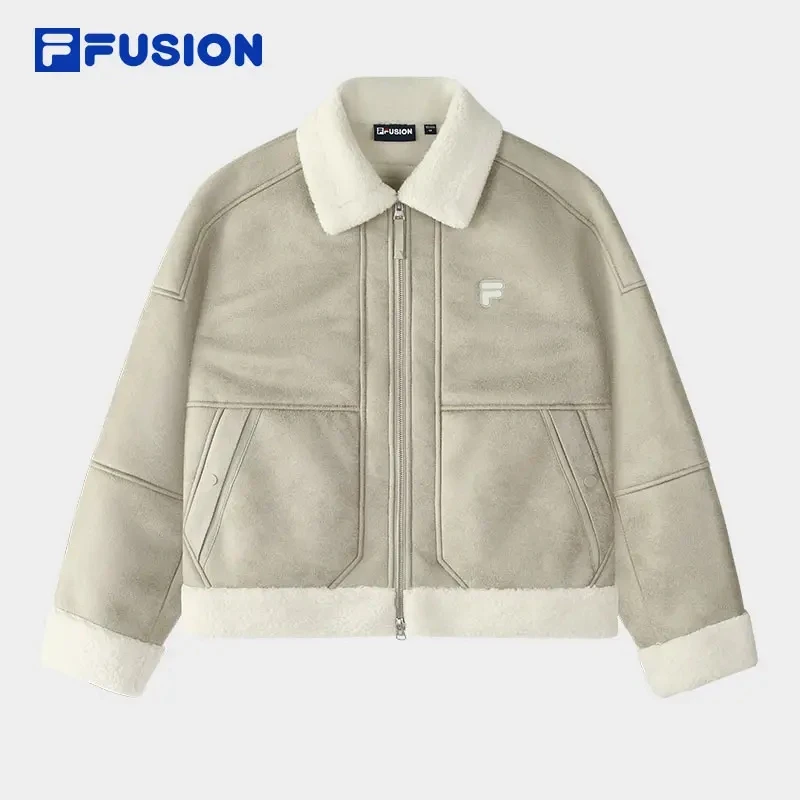 FILA斐乐摇粒绒短款外套休闲宽松潮流加绒加厚百搭T11W515903F