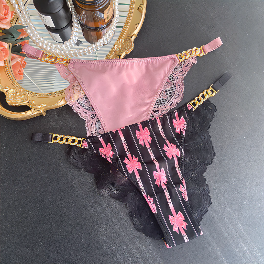 欧美印花蕾丝夏季拼薄款舒适水钻时尚轻薄少女大码纯欲女士三角裤