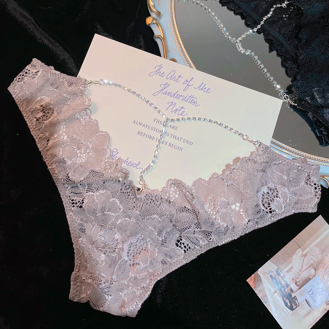 闪钻纯欲内裤女士镂空可拆卸链条蕾丝三角裤性感内裤高级感轻奢