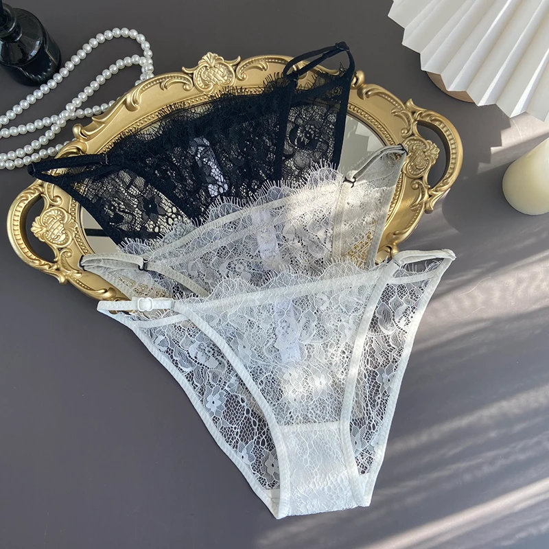 舒适纯欲拼接薄款内裤三点式性感可调节腰围绑带性感女低腰三角裤