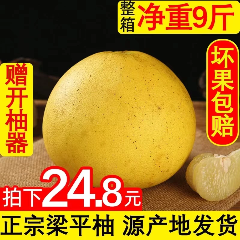 重庆特产梁平柚麻柚子梁山柚白心平顶柚农家现摘新鲜水果9斤包邮