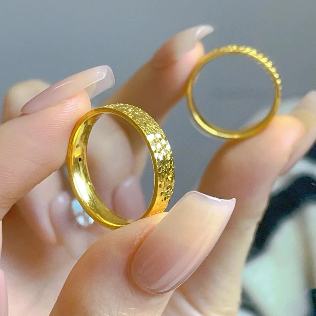 铜合金戒指 爆闪碎金碎碎冰戒时尚情侣结婚古法指环不褪色轻奢