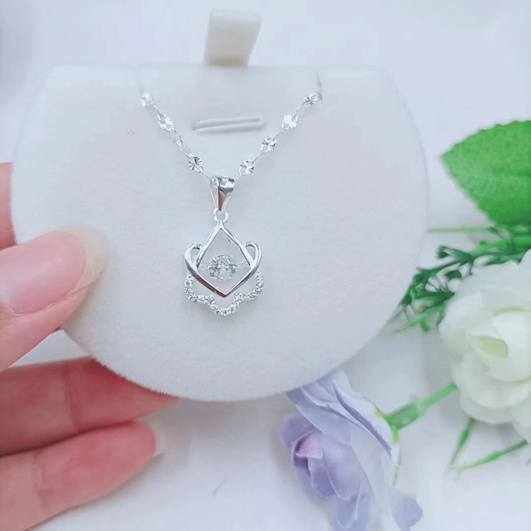 坠链均足银 足银9999雪花链灵动永生花吊坠 新款气质轻奢时尚百搭