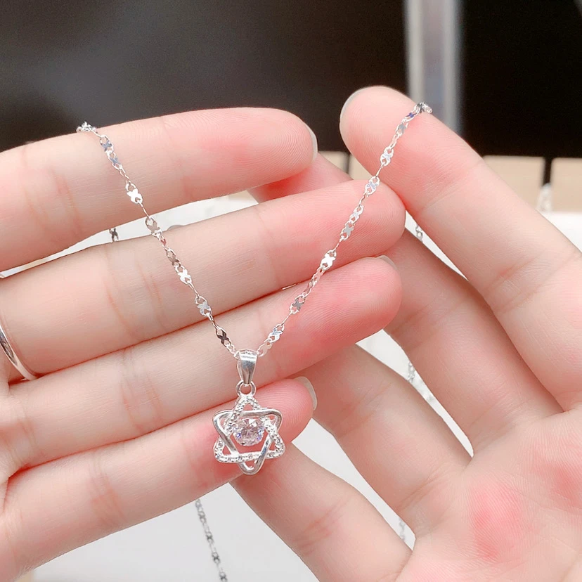 坠链均足银 【一套价】足银9999四叶草项链➕足银灵动六芒星吊坠