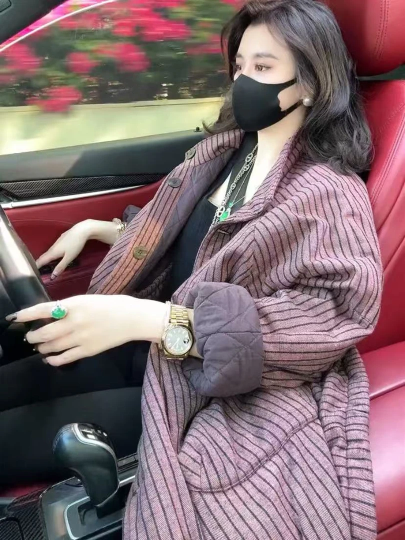 高级感轻奢贵气高档休闲宽松连帽棉服外套2024秋冬新款女装中长款