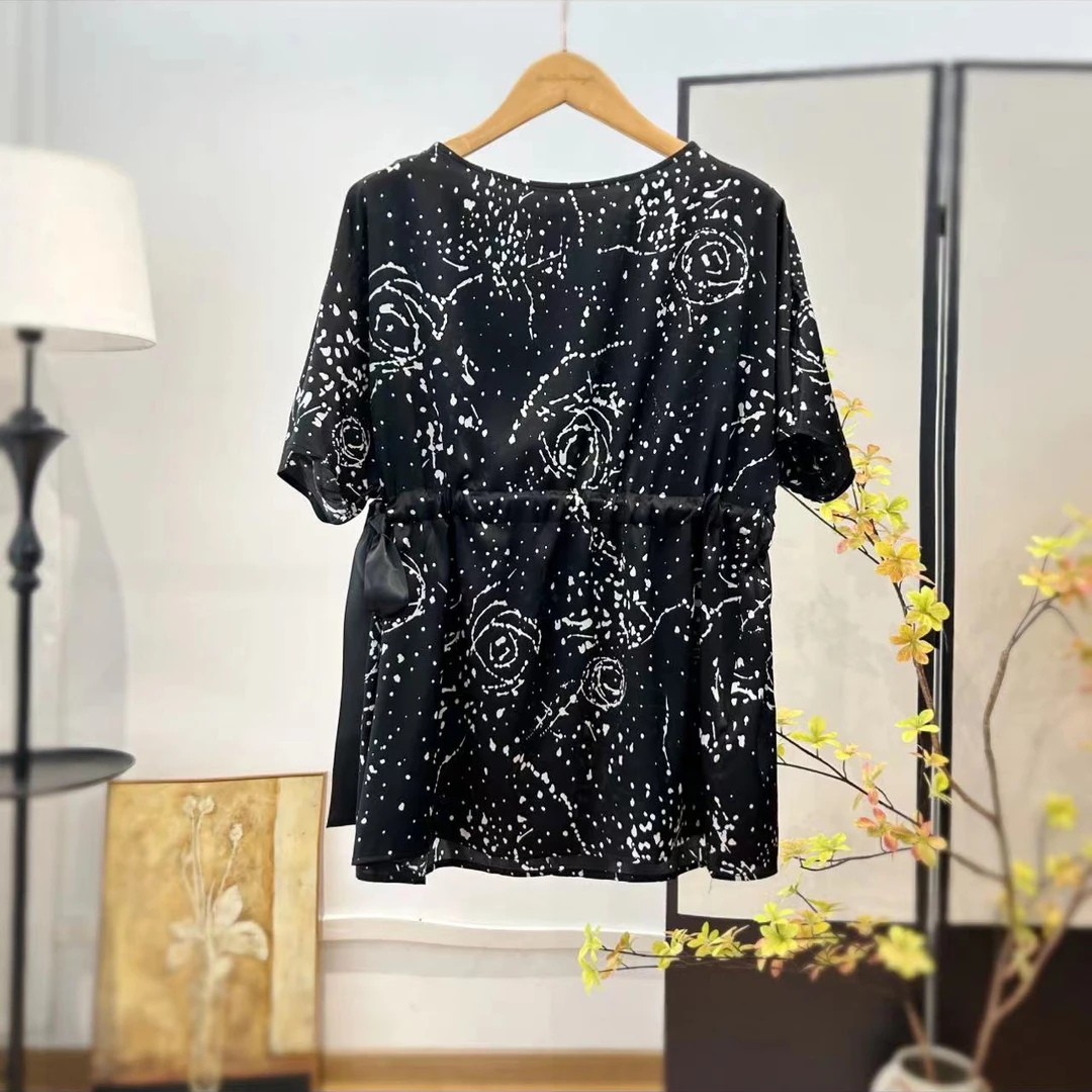 【萨拉迪恩】桑蚕丝时尚休闲女士夏季宽松气质上衣