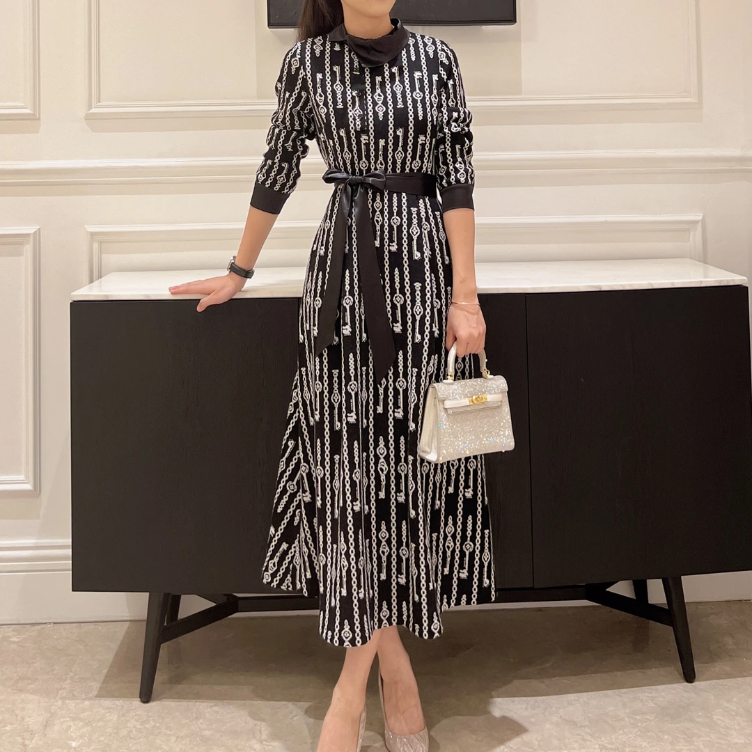 【萨拉迪恩】秋冬气质法式复古女装连衣裙长袖时尚