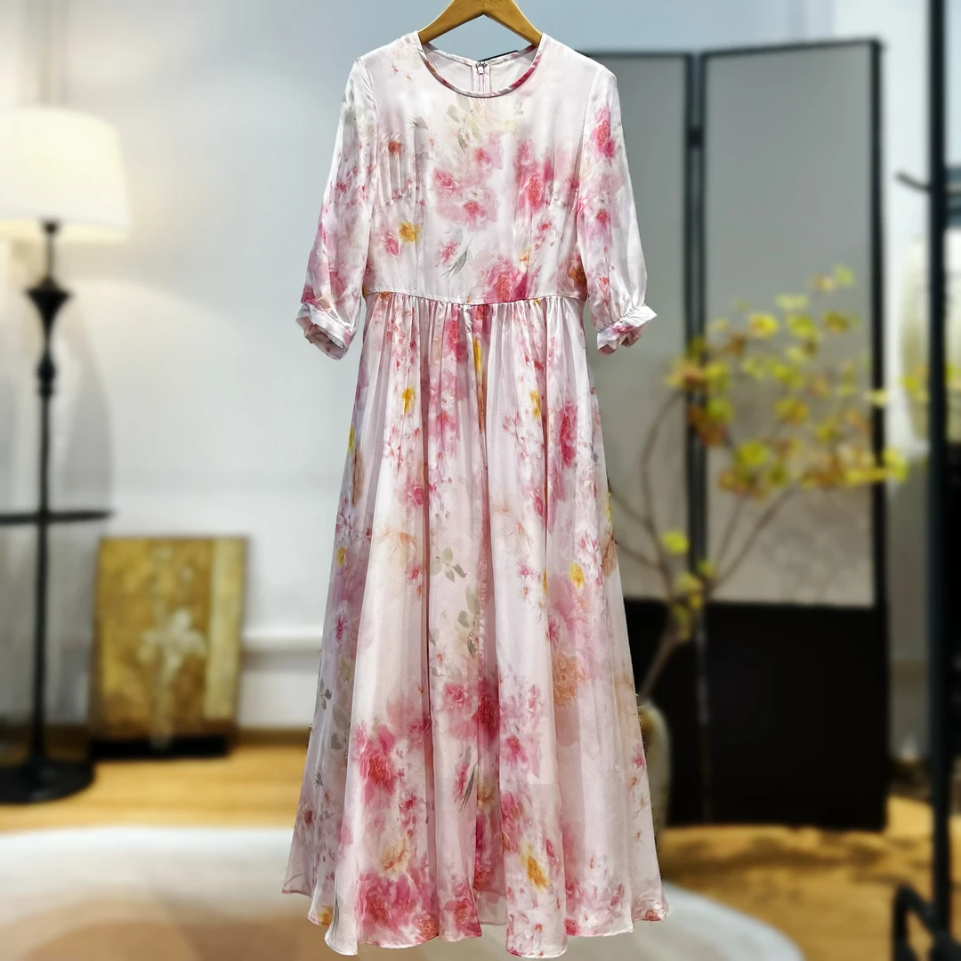 【萨拉迪恩】桑蚕丝显瘦时尚大摆女装连衣裙