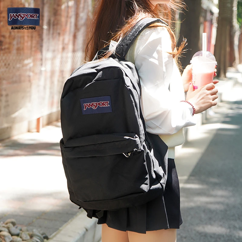 JanSport简约夏季校园热销学生书包垂感多巴胺经典黑百搭大学生