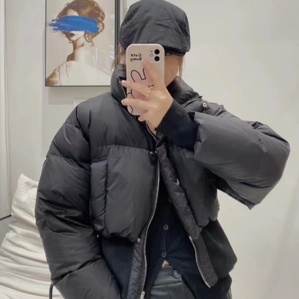 【耿老板1204#】2024年设计师款收腰面包服小短款白鸭绒羽绒服