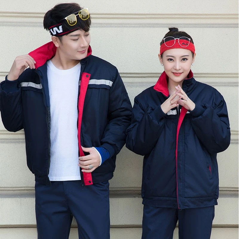 冬季加厚工作服棉衣反光条劳保棉袄防寒服上衣保暖加绒耐磨冷库