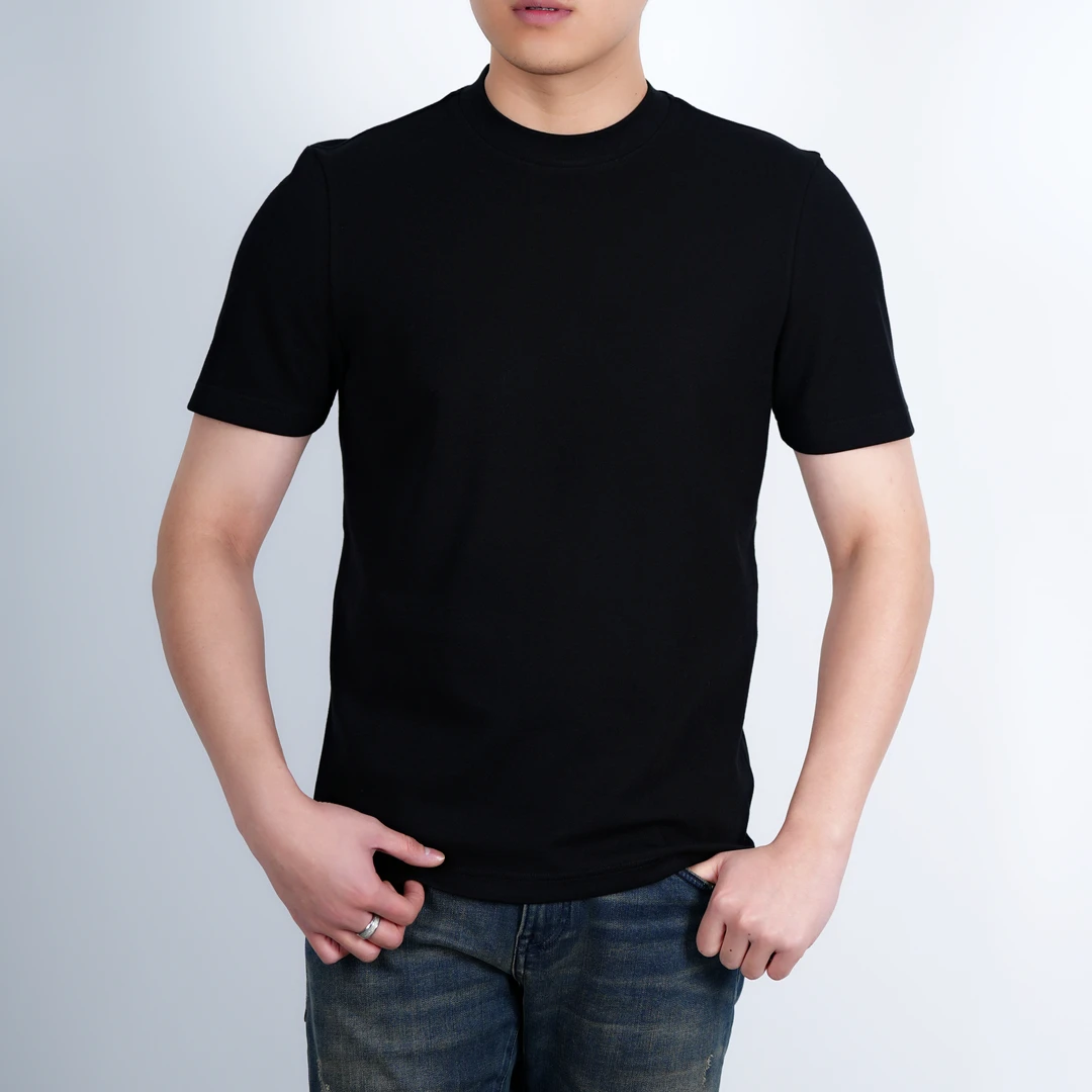 冬季新品男士混纺净版百搭纯色休闲保暖短袖T恤