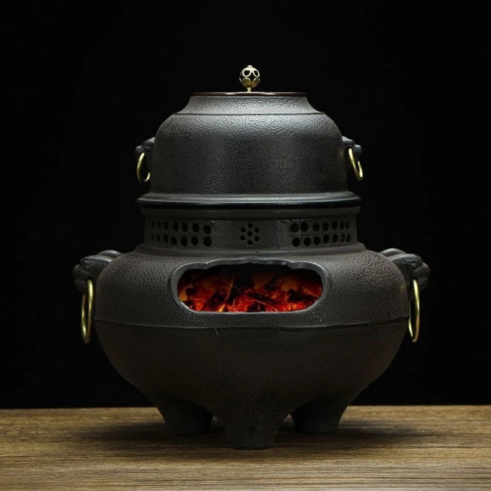 鬼面风炉铸铁火炭炉日本铸铁炉纯手工大炭炉火钵特价茶具