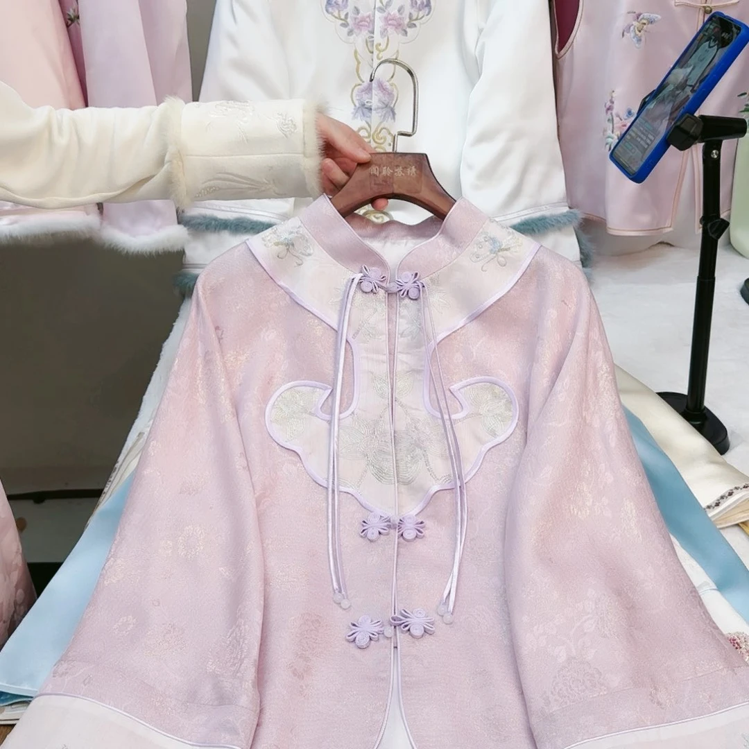 织绣真丝真丝真丝花罗 淡紫色上衣