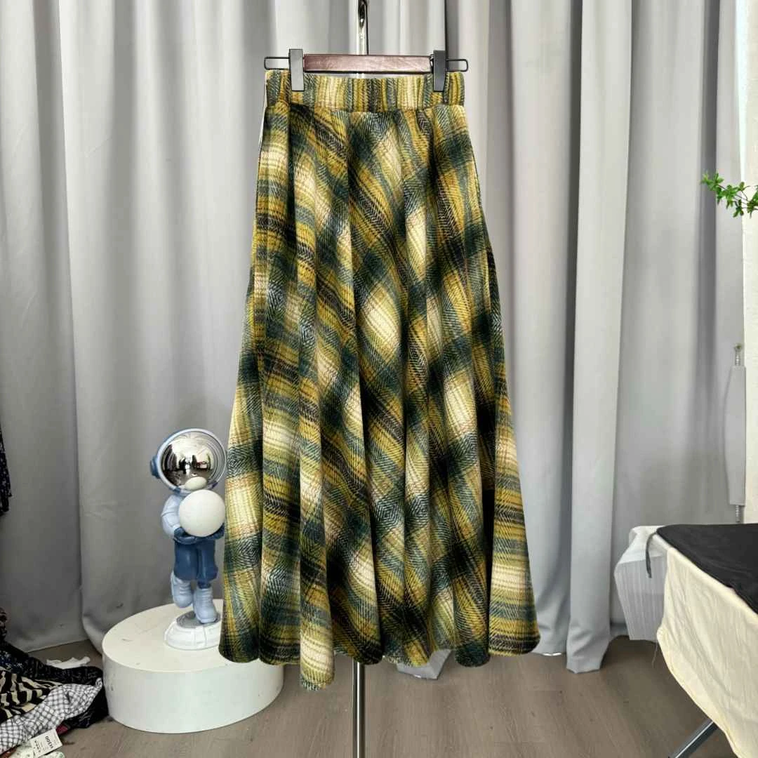 331（小梅专属链接）大摆毛呢半身裙女2024秋冬新款高腰中长裙