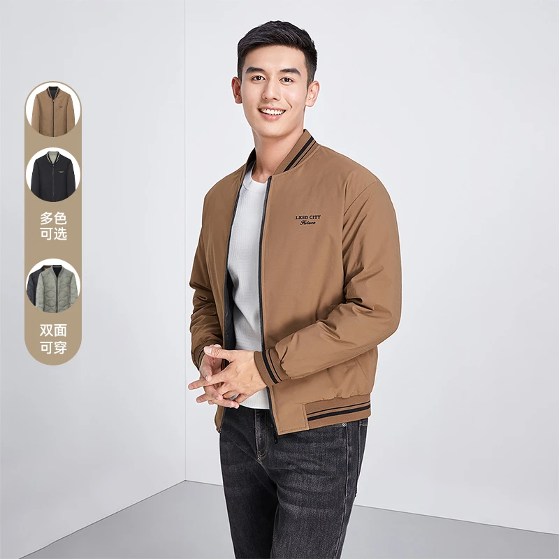 【双面穿】莱克斯顿男装秋冬两面穿羽绒服棒球领保暖外套1041630317