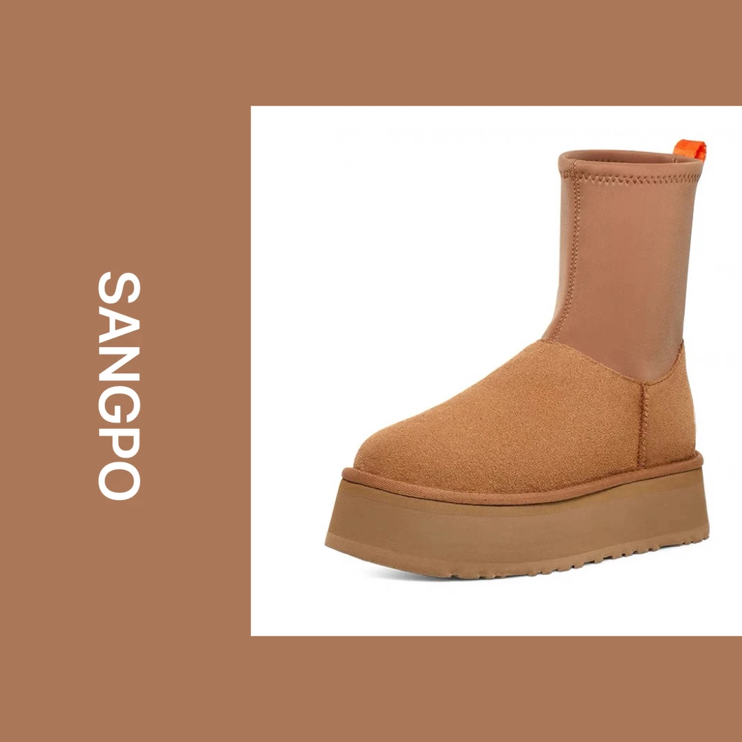 【厚底迪普铅笔靴】女士百搭宴会鞋子桑坡皮毛一体雪地靴时尚保暖