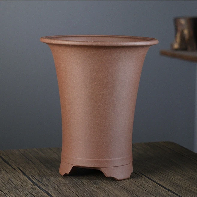 手工刻绘兰花盆花盆