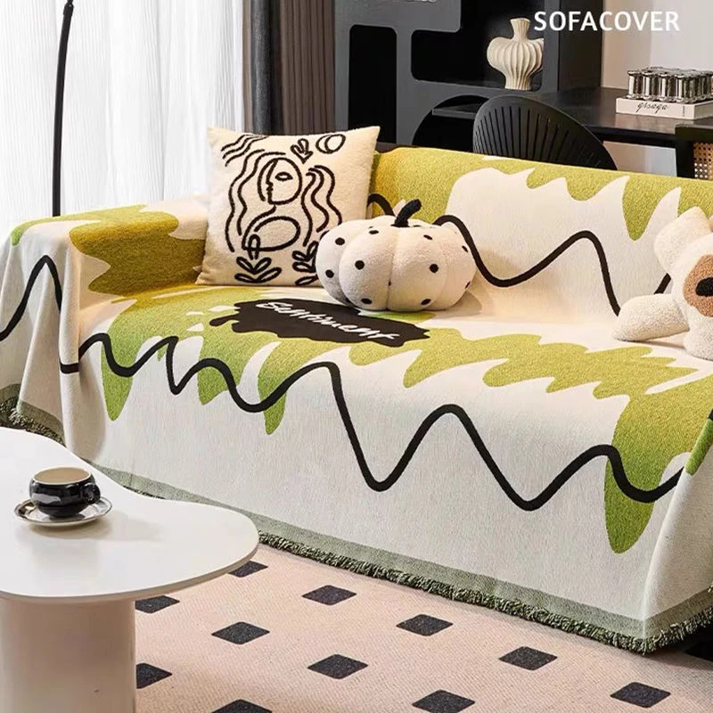 春日漫游轻奢雪尼尔沙发巾 四季通用一片式防滑沙发垫防猫抓