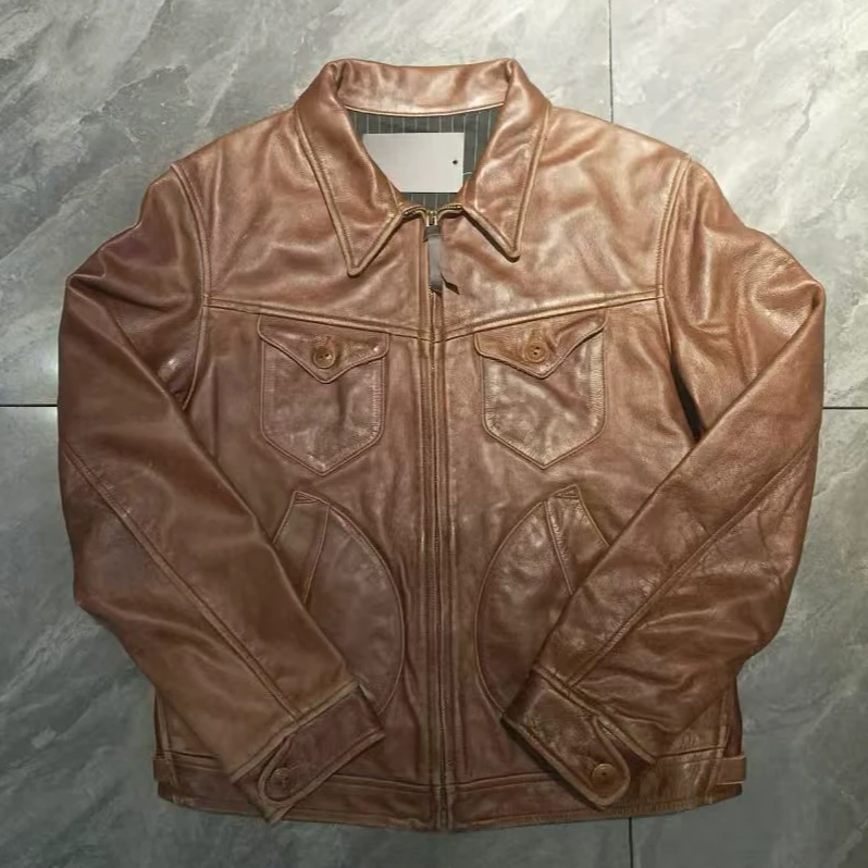 男士春秋短款休闲时尚牛皮门多萨