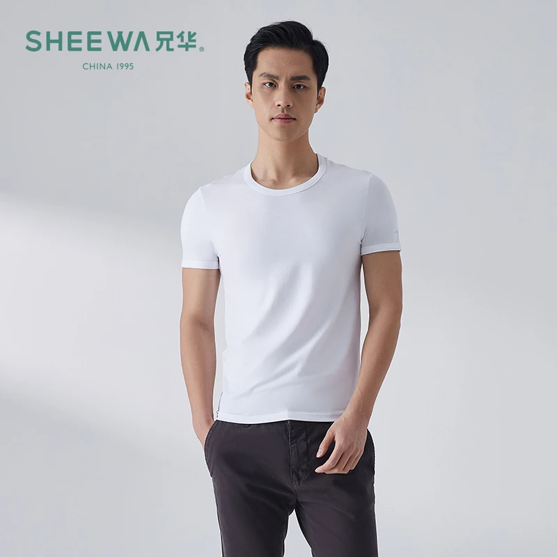 兄华男短袖T恤莫代尔韩版夏季圆领新款潮男修身短袖打底衫简约