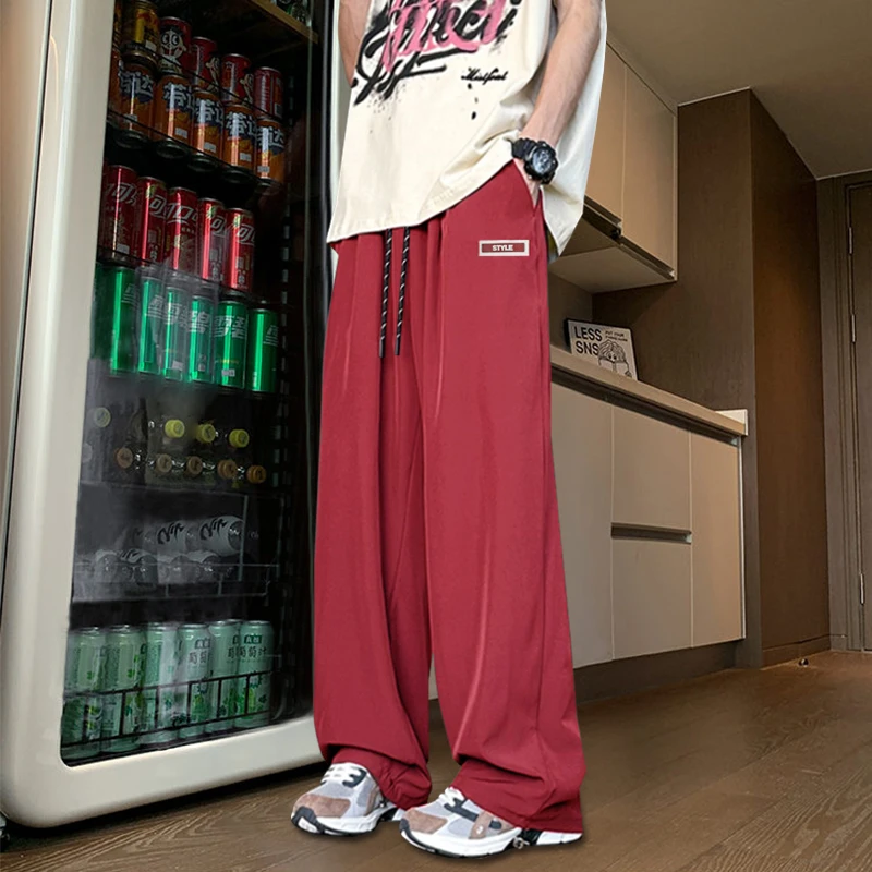 冰丝裤子男夏季薄款美式潮牌运动长裤学生宽松百搭青年伞兵休闲裤