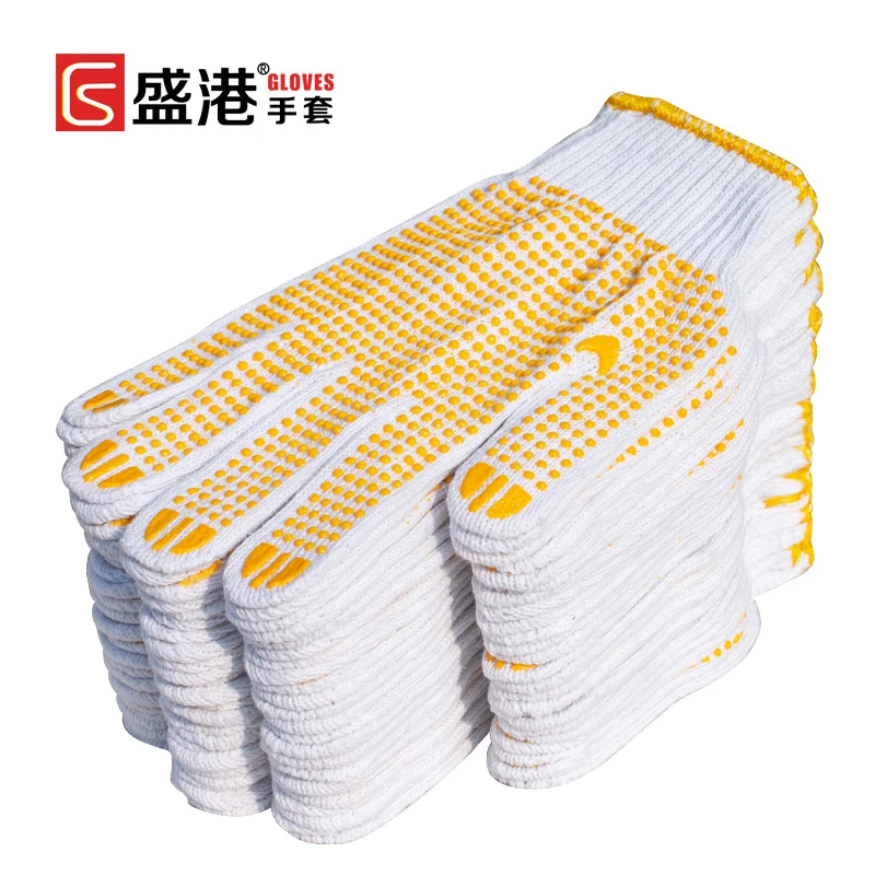 线手套劳保棉线纱浸胶点胶带胶男工地劳动加厚耐磨防滑机修手套