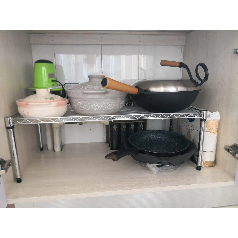 橱柜分层架一层不锈钢色架碗架锅架微波炉烤箱架衣柜30高加粗隔层