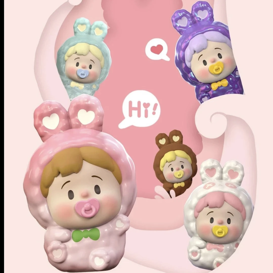 【明盒】小花卷豆豆兔萌粒可爱 潮玩女孩摆件