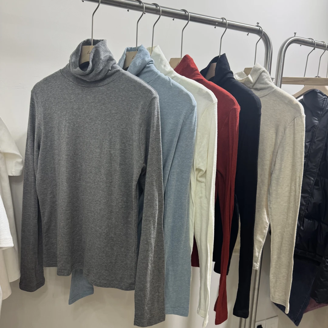 【LEA VELY韩国】 冬季新款纯色高领长袖打底气质显瘦保暖弹力超大T