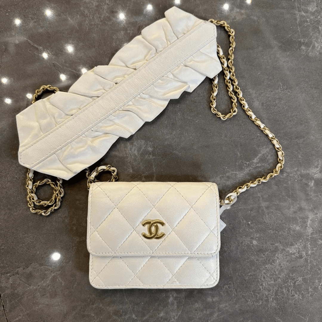95新 Chanel/香奈儿 飞小雨Fisoy/ 白色荷叶边小废包