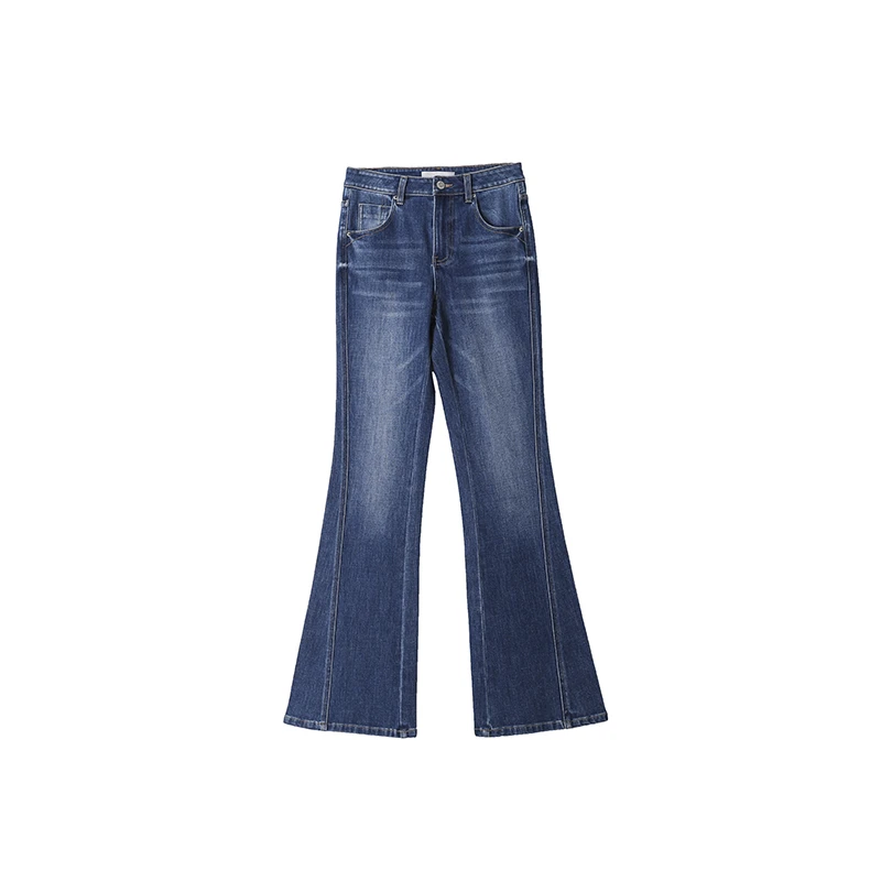 高腰微弹显瘦气质微叭裤新款时尚百搭简约牛仔长裤CEA6697