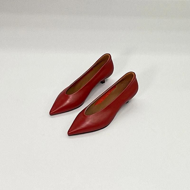 【断码特价】 头层牛皮 3.5公分 -红色