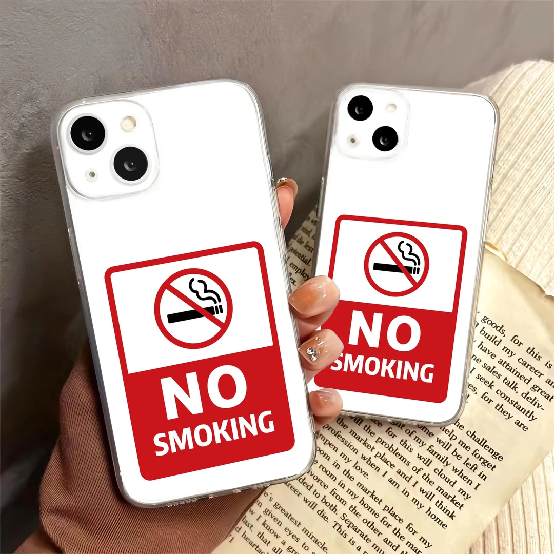 潮牌禁止吸烟适用于15Promax手机壳vivo华为oppo小米苹果14透明壳