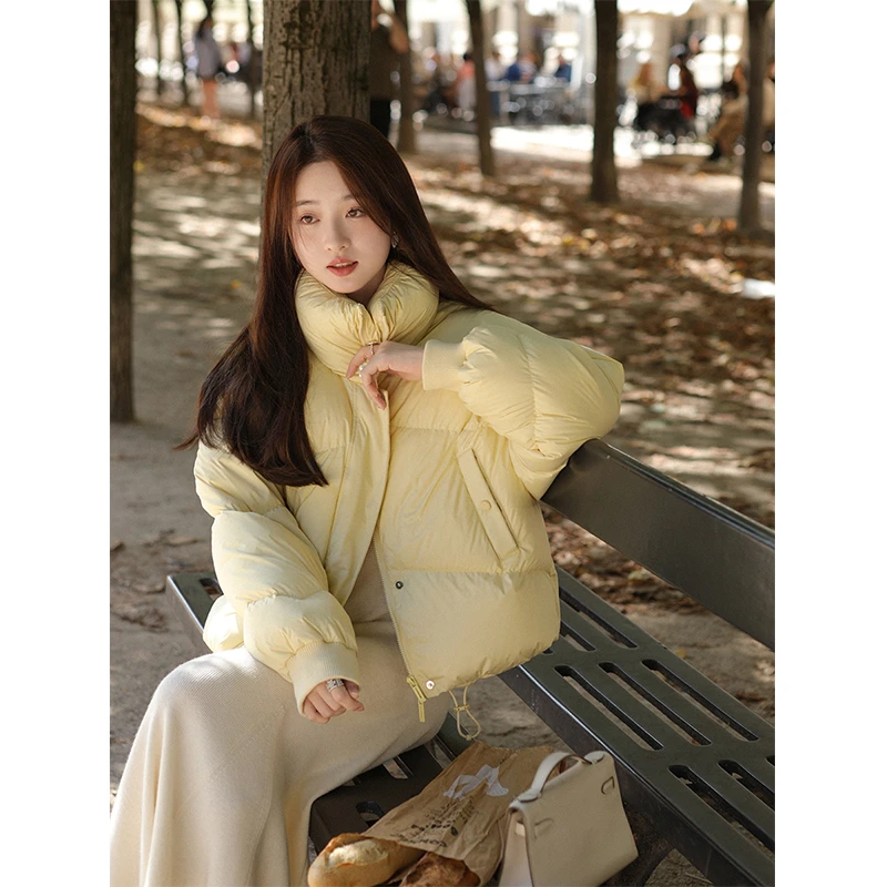 可溯源西班牙90木拉白鸭绒短款立领/长款连帽羽绒服女冬季