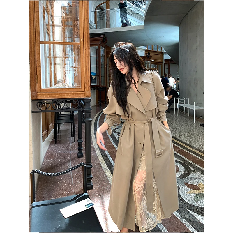 夏诗文ABOUT POEM 气质翻领腰带廓形风衣女秋长外套