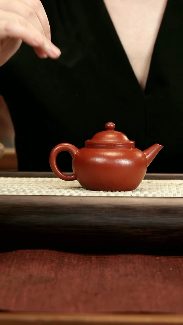 【闪购商品】紫砂茶壶朱泥立帽水平叶全手