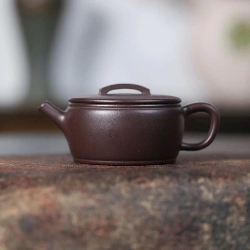宜兴原矿手工紫砂壶 【爆堂 矮汉瓦】140cc 原矿黑紫泥 23081001