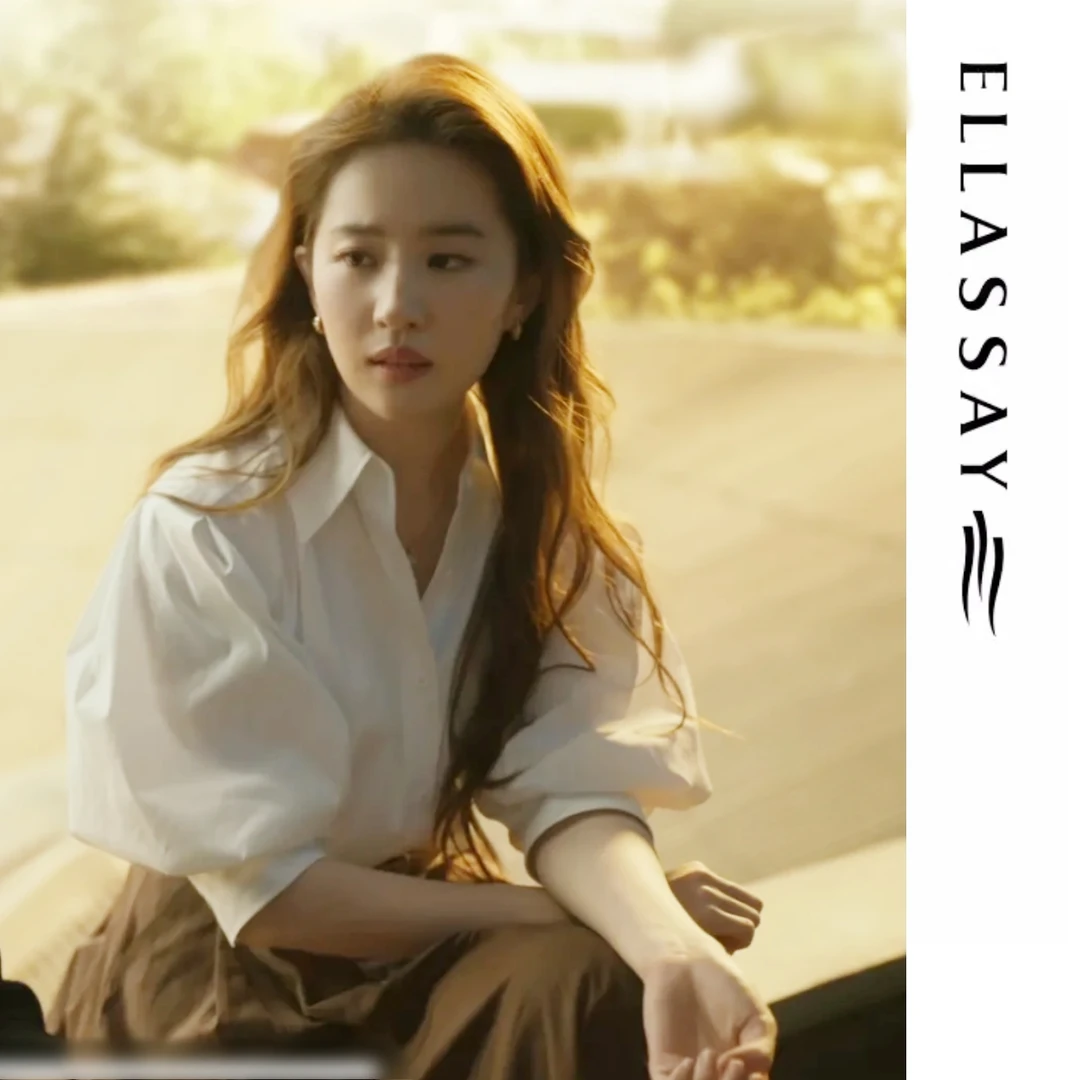 ELLASSAY歌力思-刘亦菲夏流光风智性白色花苞袖衬衫EWW351C00100