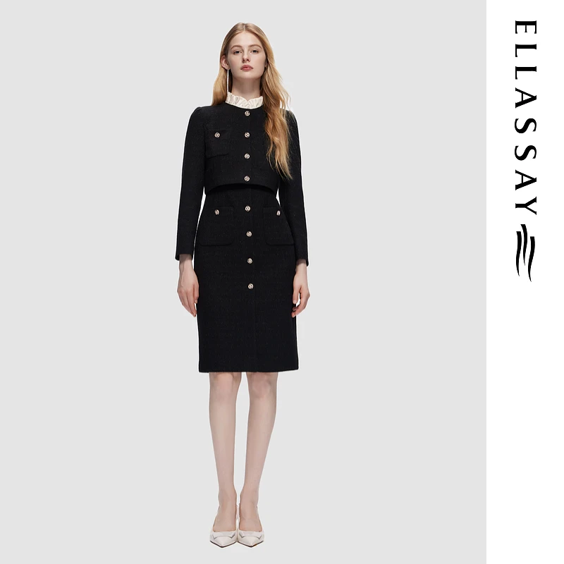 ELLASSAY歌力思新款时尚气质小香风连衣裙女YEWD353Y05400