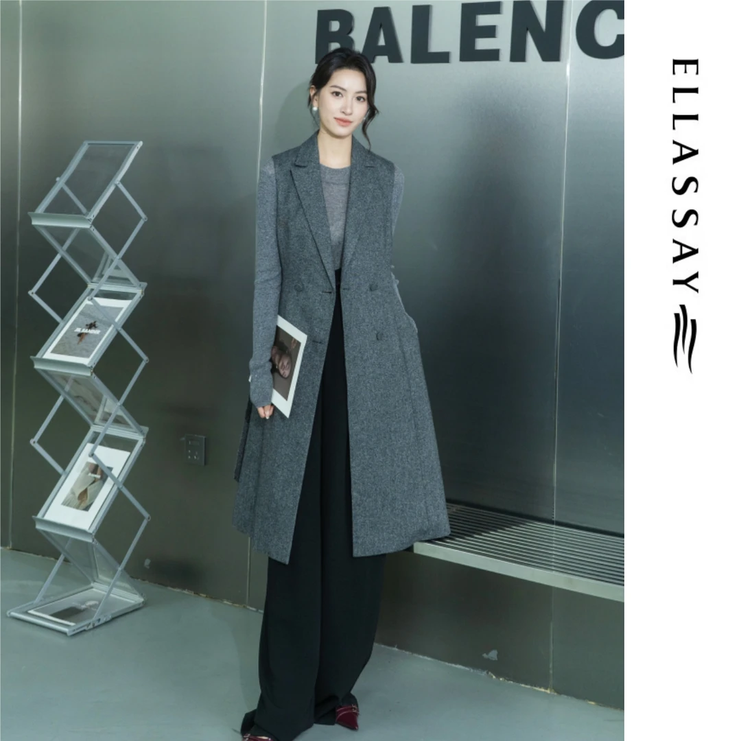 ELLASSAY歌力思秋季新款格雷系商务通勤真两件连衣裙EWE354Y14900