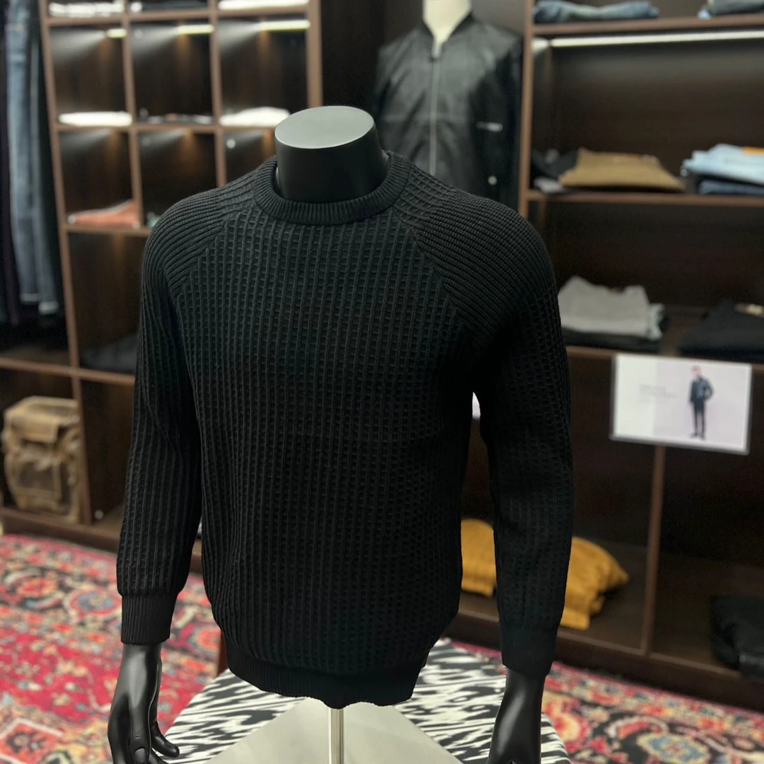 【koztun】秋冬针织38808#撞色卡其男士秋季冬季圆领长袖纯色百搭