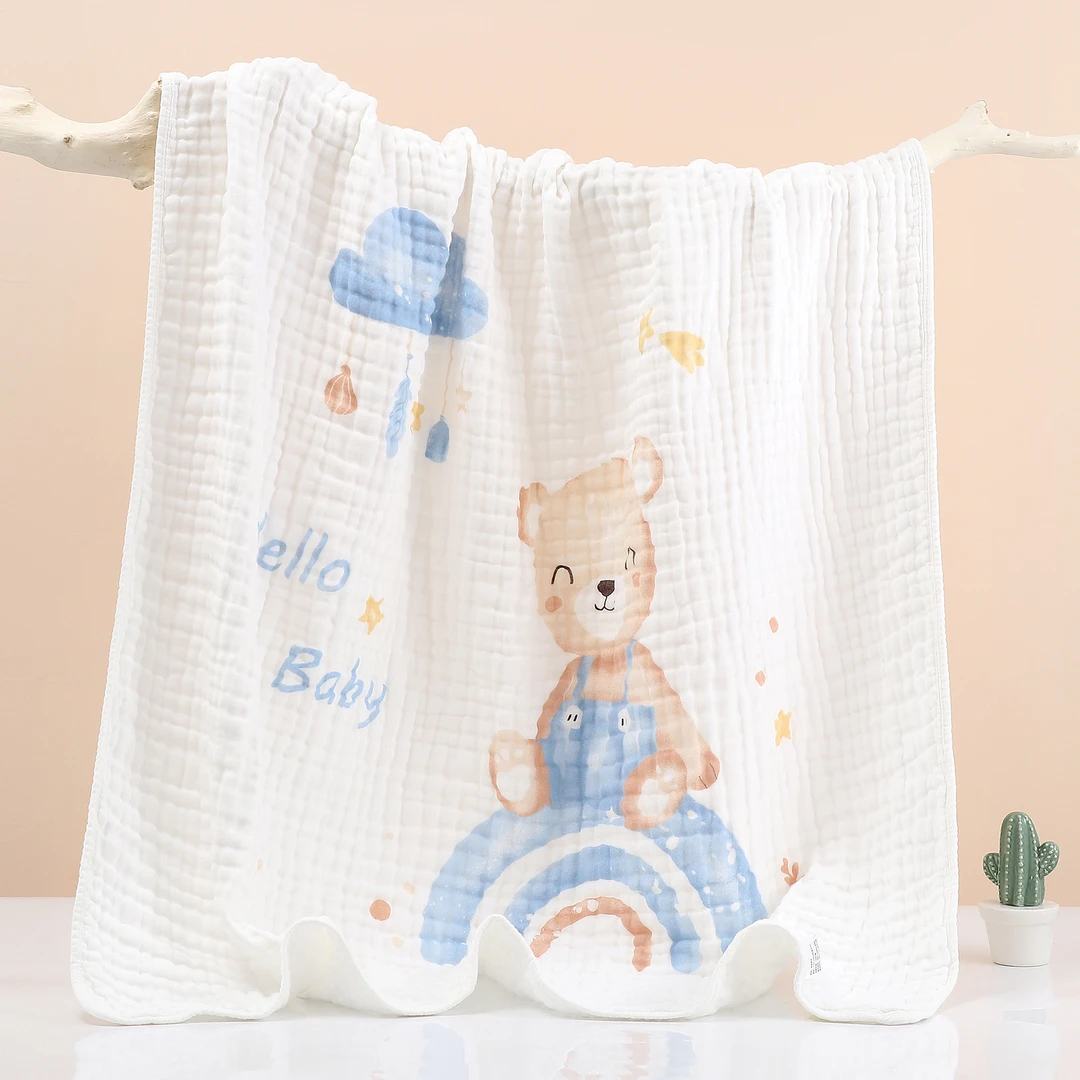 六层高密纱布浴巾 纯棉新生儿宝宝洗澡毛巾全棉吸水柔软110*110cm