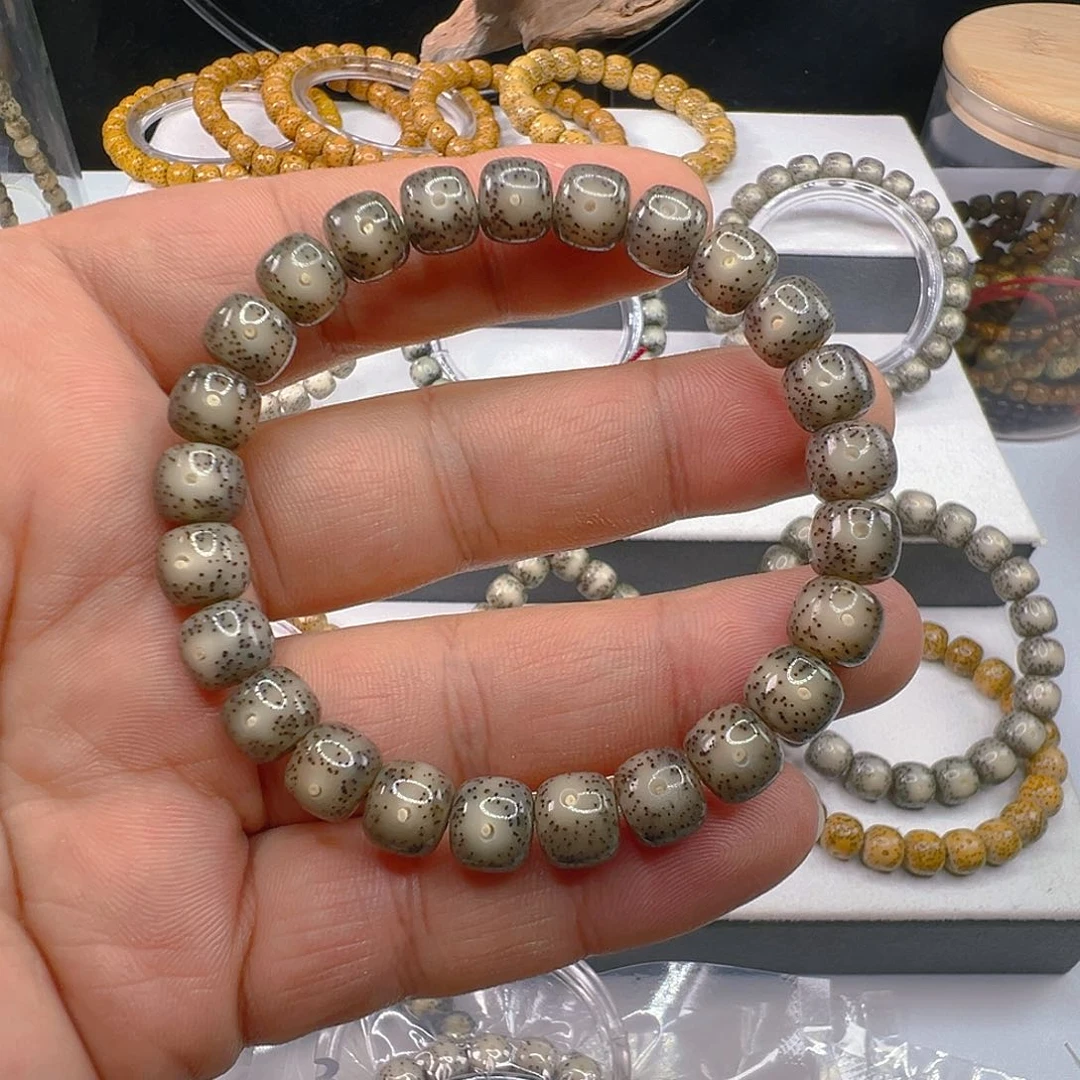 星月菩提手串没***?石玉料9×8黑冰