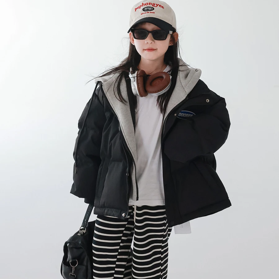 断码清仓儿童羽绒服假两件加厚保暖白鸭绒休闲宽松男女童冬季外套