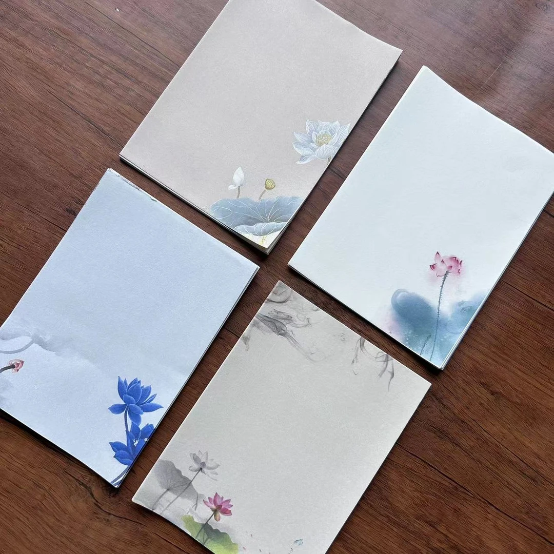 静德斋【微喷蜡染7寸禅意荷叶宣纸】小楷行草书半生半熟作品宣纸