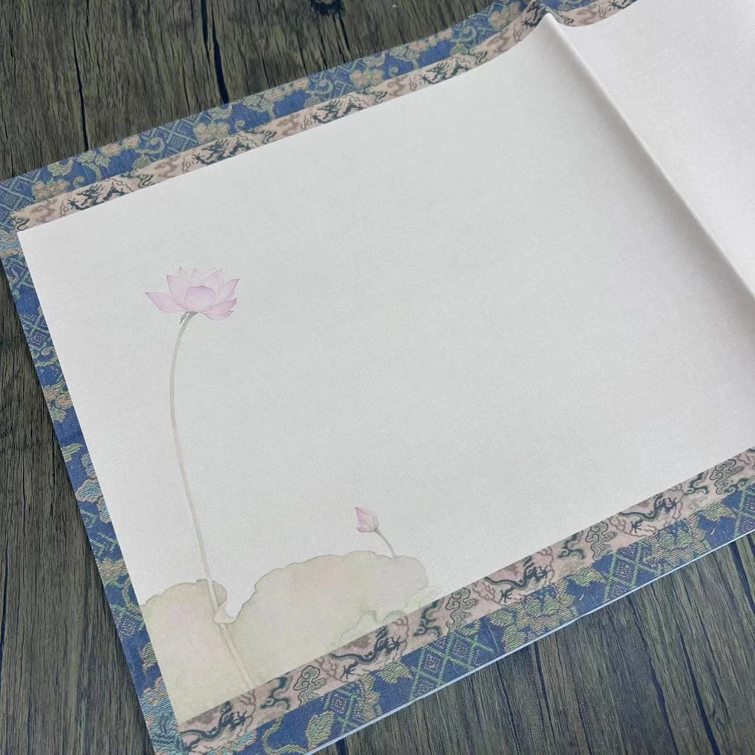 静·【四尺对开微喷蜡染一品青莲】高档古典花纹作品宣纸