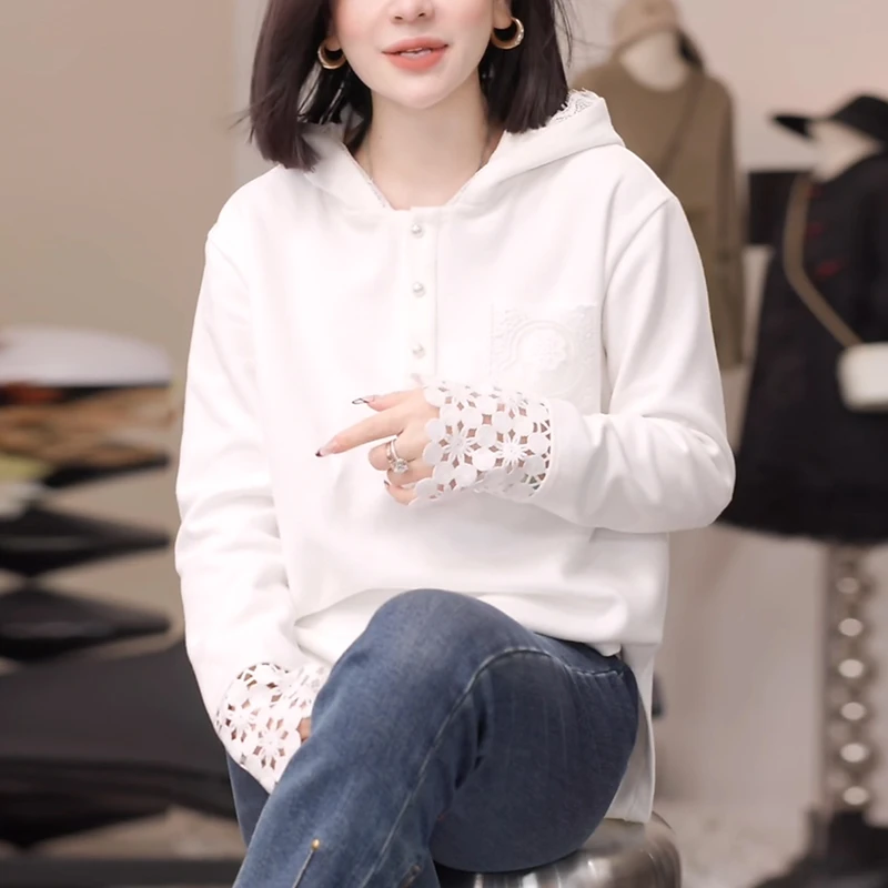 女士连帽卫衣2025早秋季新款时尚洋气宽松显瘦设计感内搭打底上衣