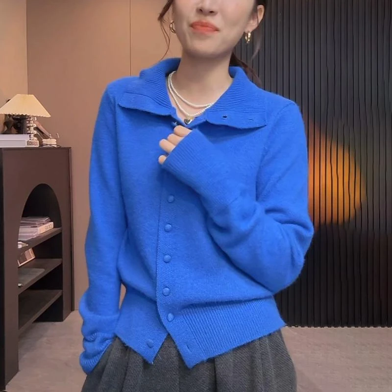 女士高领毛衣开衫外套秋冬慵懒设计感洋气减龄内搭打底针织衫上衣